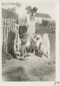 Image of Ranger and wife with Eskimo [Inuit] dogs